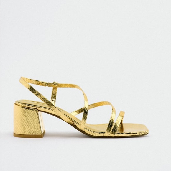 Brand NEW metallic gold Zara sandals. Available in EU 6/US 6 and EU 37/US 6.5. - Picture 1 of 8